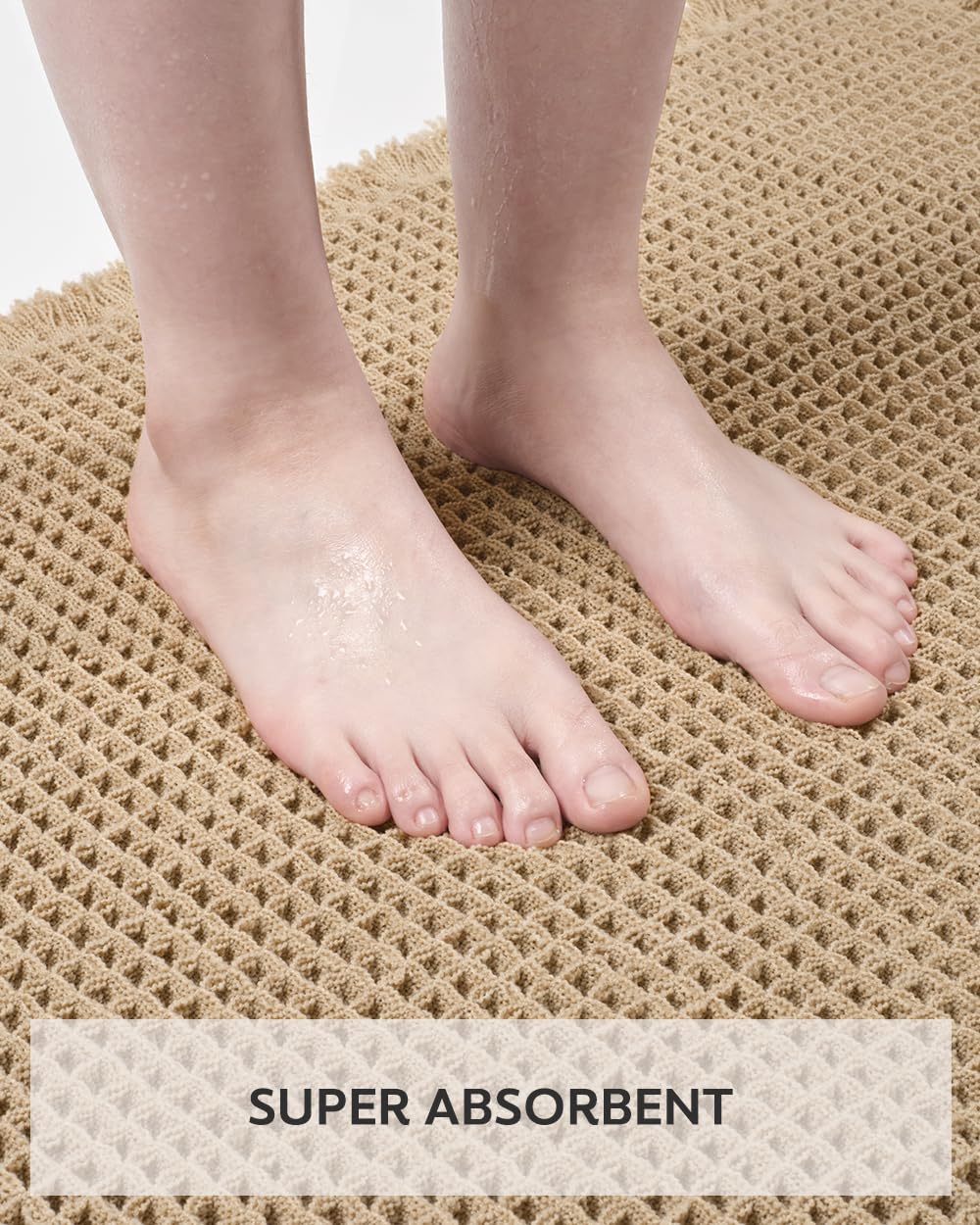tchdio waffle bath mat non-slip backing provides traction