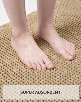 tchdio waffle bath mat showing clear non-slip backing for stable grip