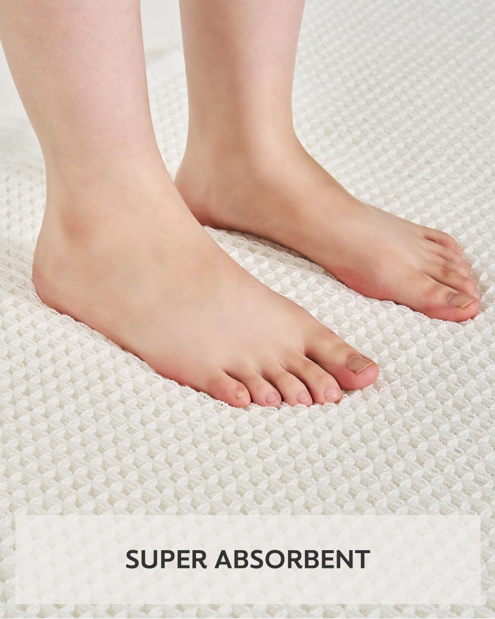 Tchdio waffle bath mat with clear non-slip backing for secure grip