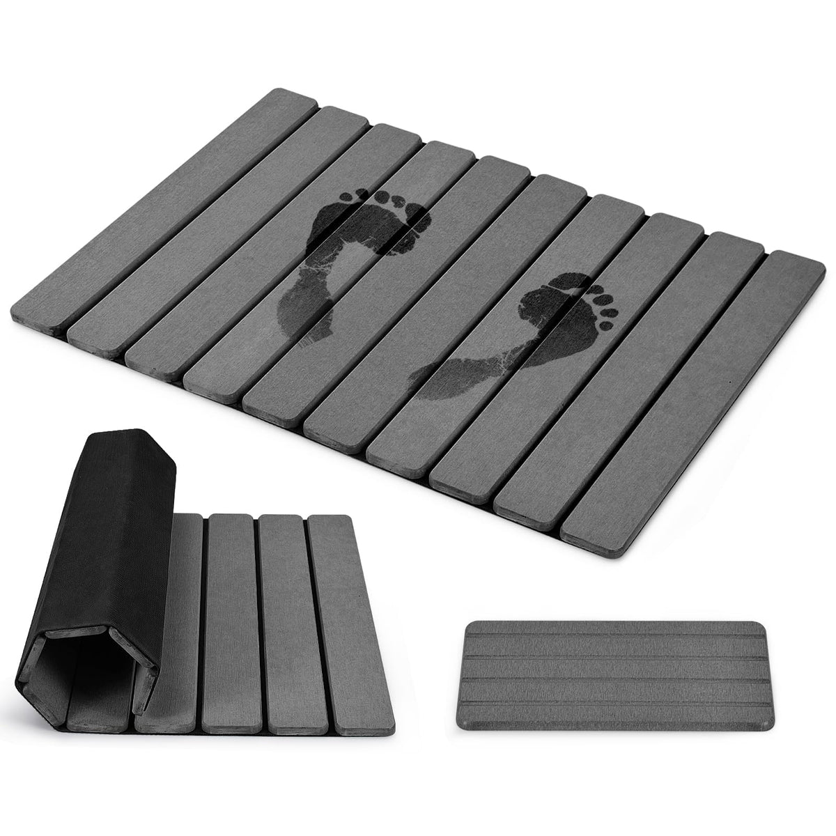 TDCokhe foldable stone bath mat grey 24x16 shows non-slip safety and quick-dry comfort.