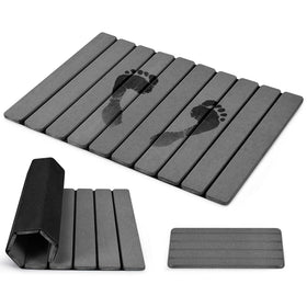 TDCokhe foldable stone bath mat grey 24x16 shows non-slip safety and quick-dry comfort.