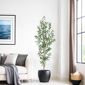 TDIAOL 6ft olive tree faux olives detail adds subtle fruit accents.