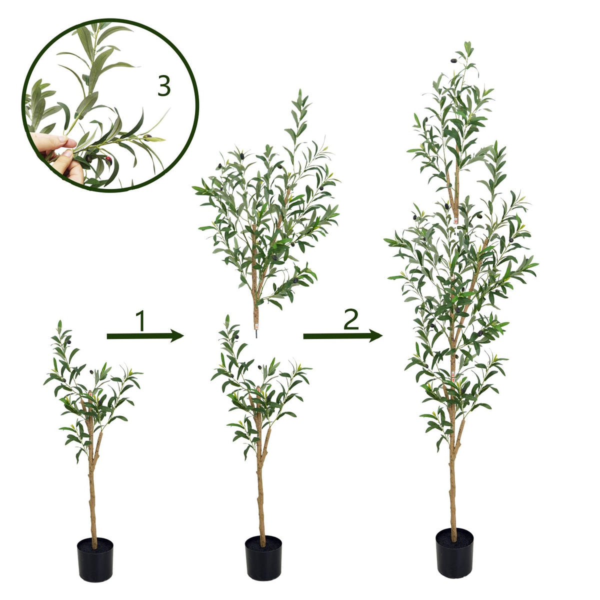 TDIAOL 6ft olive tree in decorative planter creates designer look.