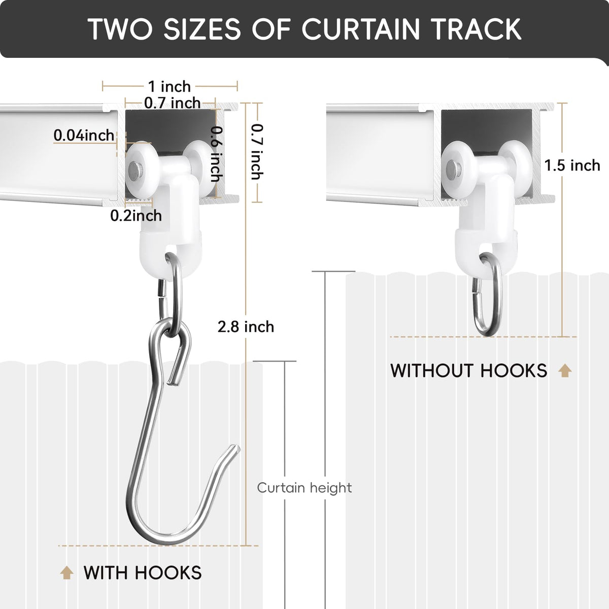 TEAKMAMA curtain track with roller hooks enables smooth opening and closing.
