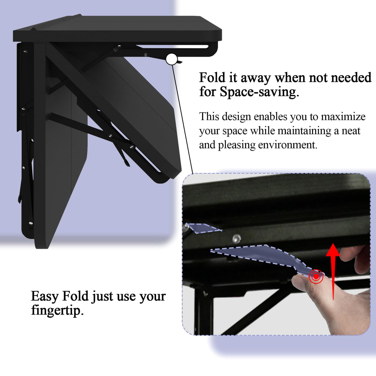 TEAMIX wall-mounted folding table in small-space living room dining.