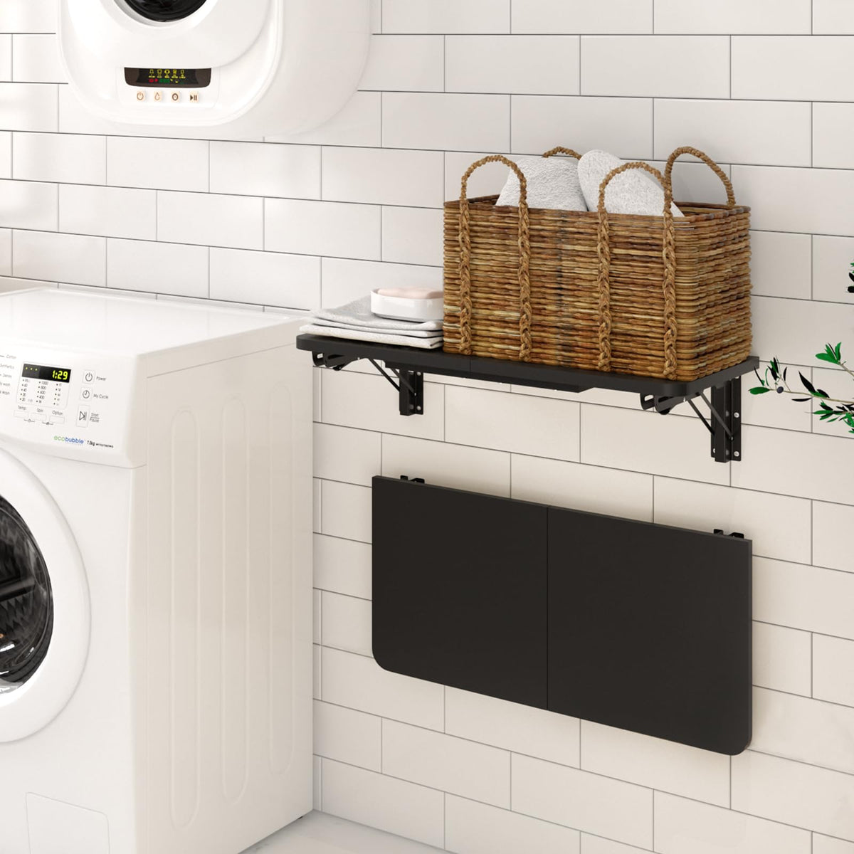 TEAMIX wall-mounted folding table versatile workspace and storage on wall.
