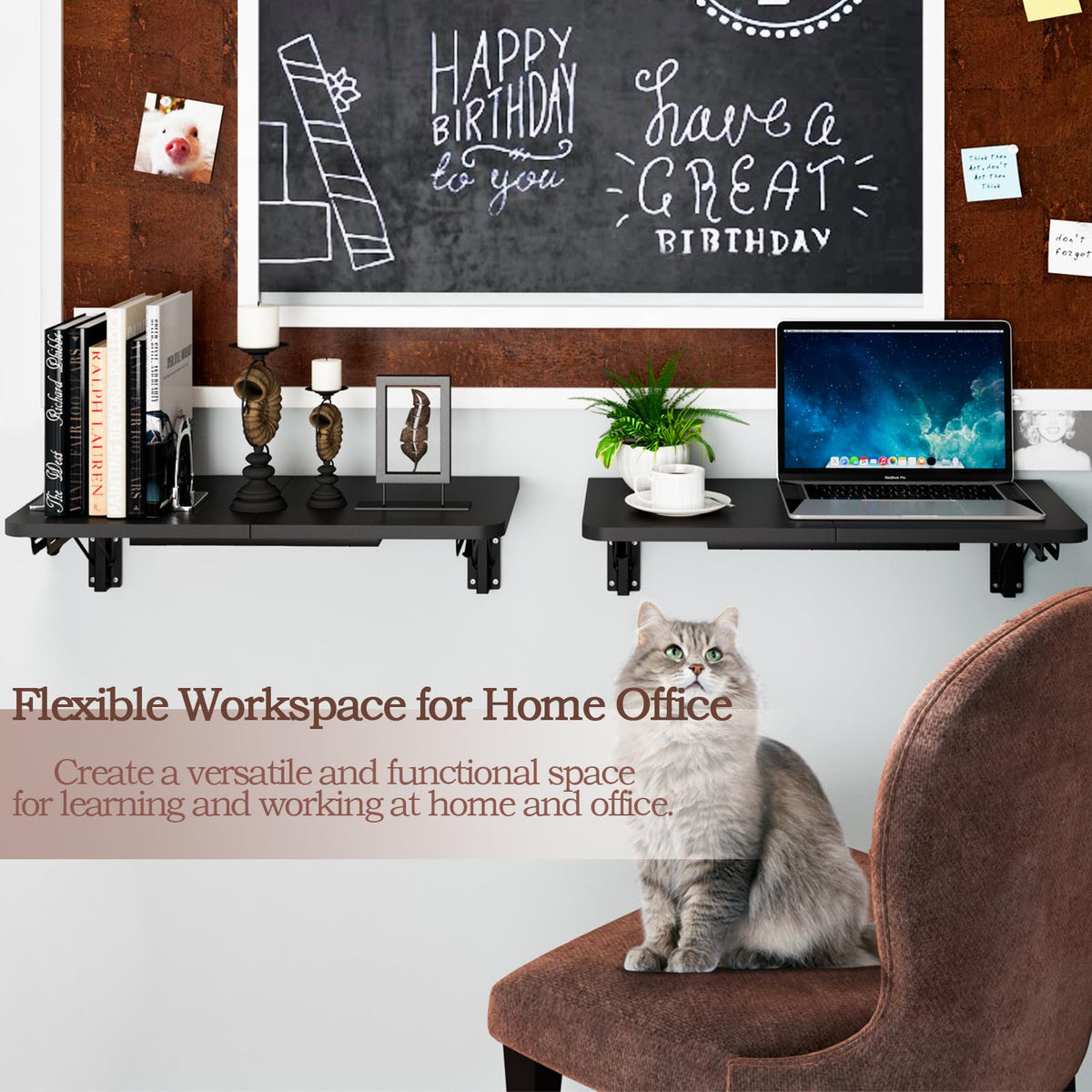 TEAMIX wall-mounted folding table workspace open for laptop use.