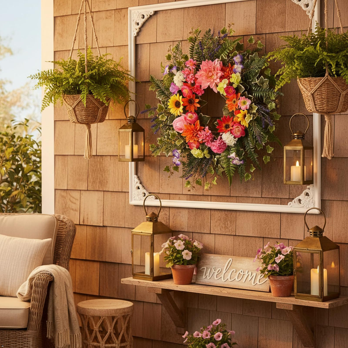 TechKen wreath showcases daffodils and greenery on a natural vine base