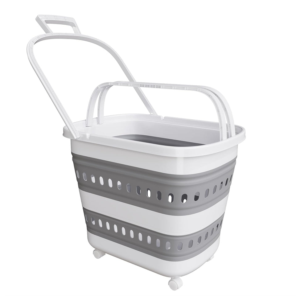 TechMILLY collapsible laundry basket with wheels for easy transport