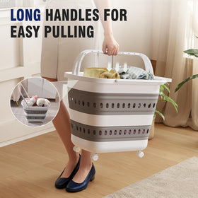 TechMILLY foldable laundry hamper shown flat for space saving