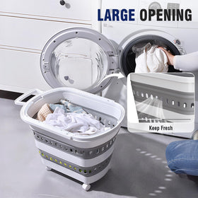 TechMILLY wheeled laundry basket with open top simplifying loading