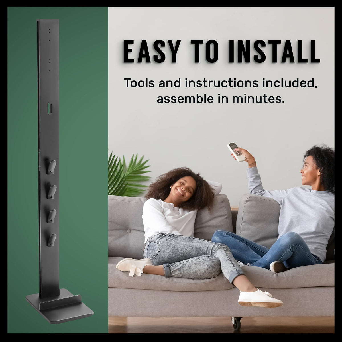 TechOrbits spacious base measures 8.7 by 11.6 inches for stability.