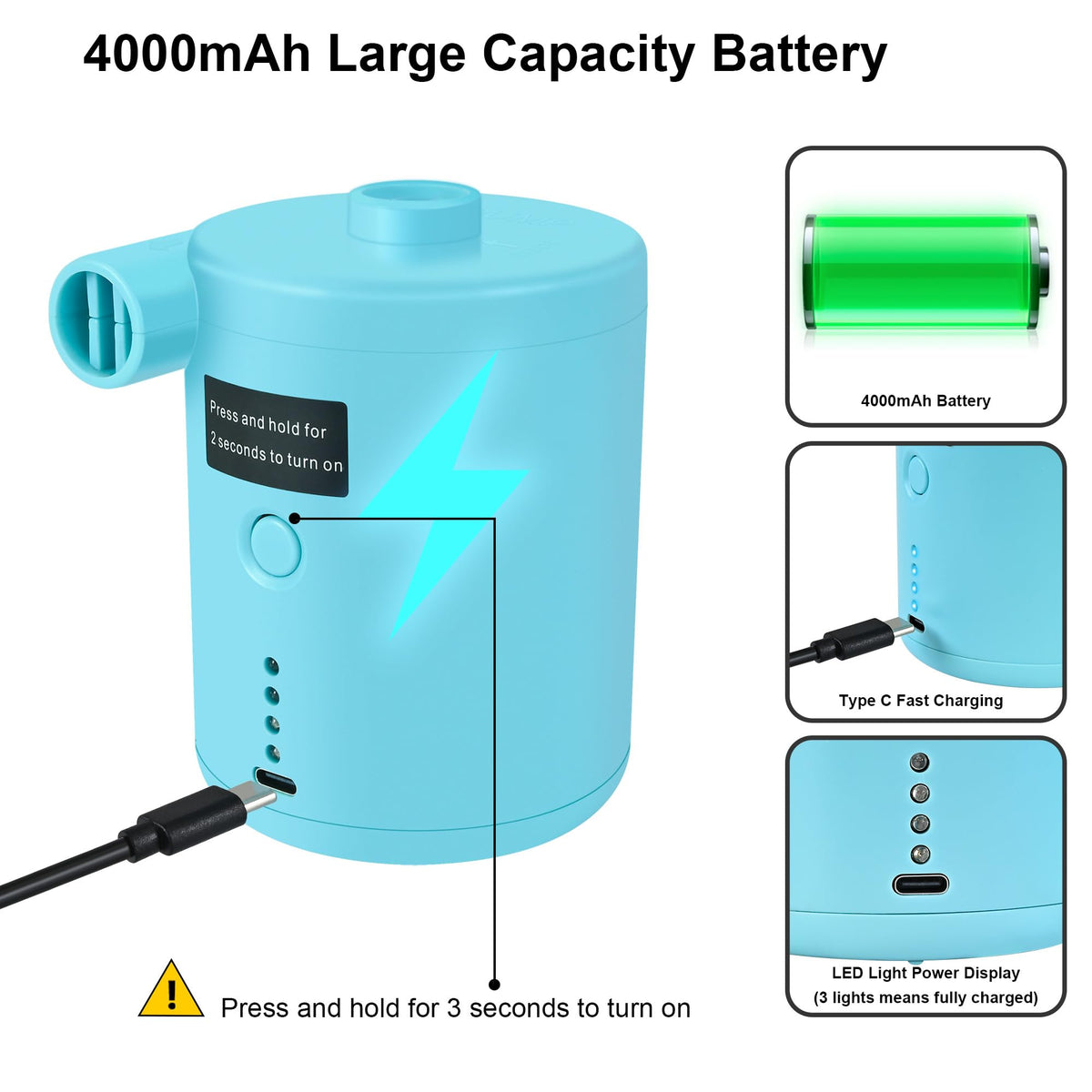 TECHSHARE air pump comes with carrying bag for travel