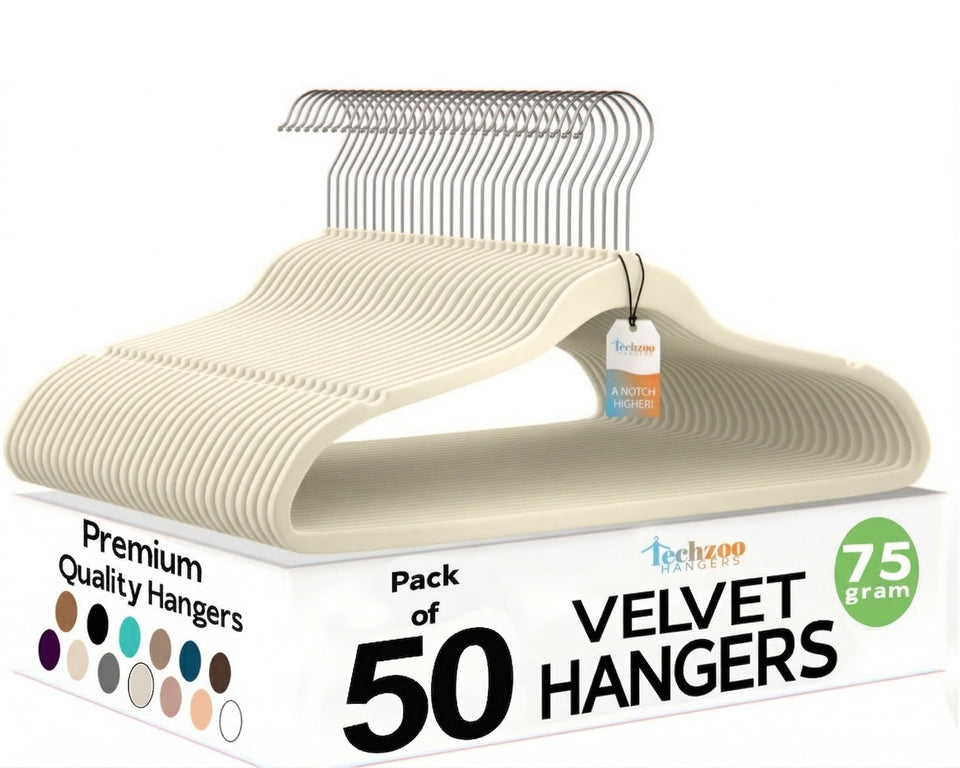 TechZoo velvet hangers ultra-thin profile saving closet space