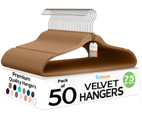 TechZoo velvet hangers ultra-thin save closet space and organize outfits.
