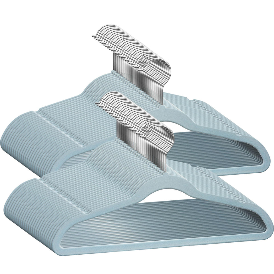 TechZoo 50 premium kids velvet hangers pack keeps outfits neatly aligned and saves closet space.