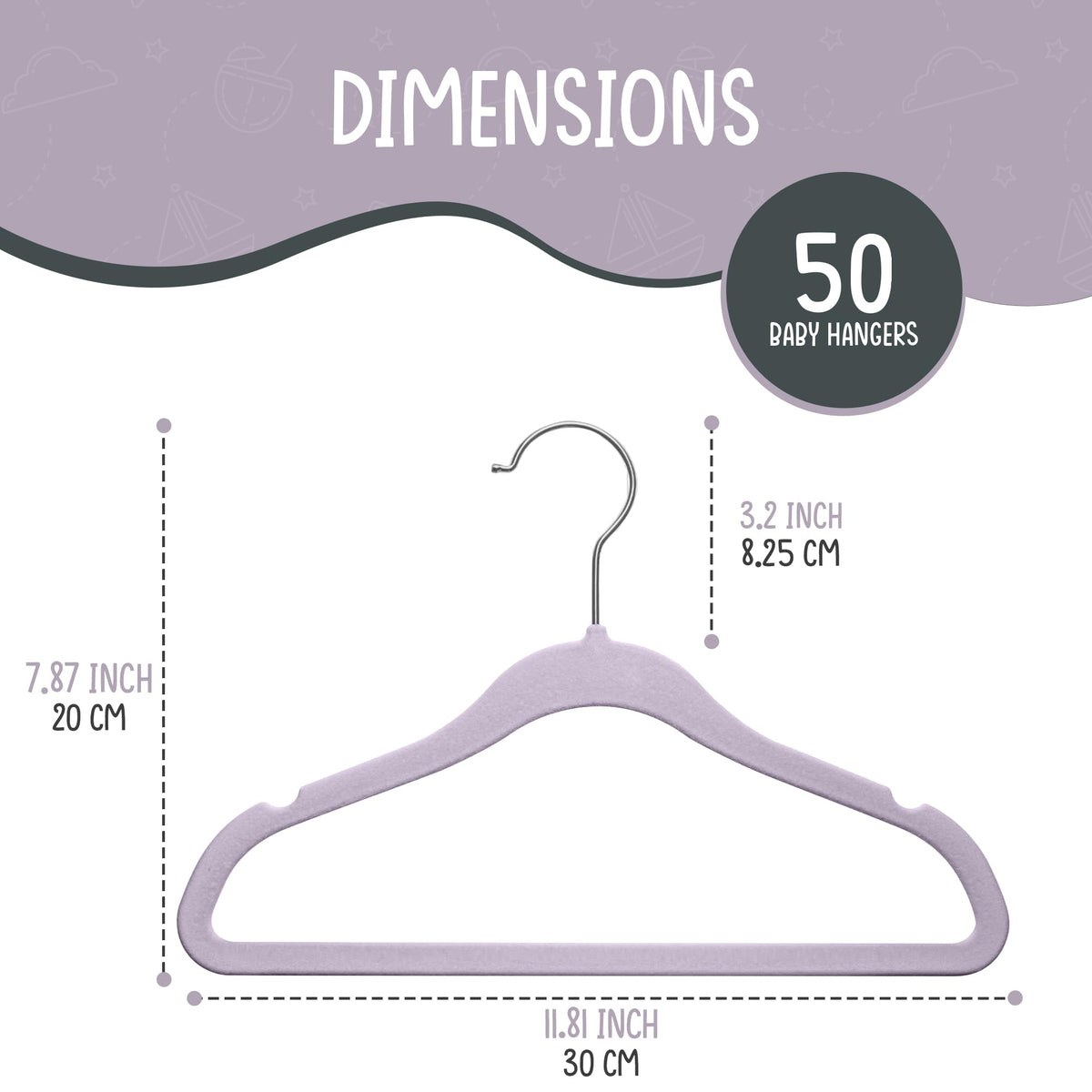 TechZoo velvet baby hangers with 360° hook for easy closet access