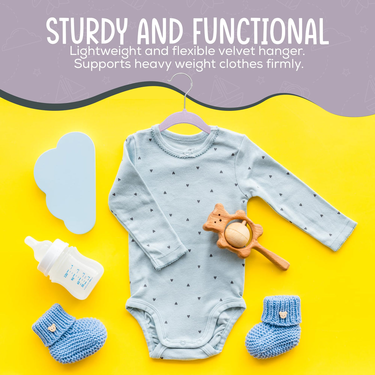 TechZoo gift pack velvet hangers for organized baby closets