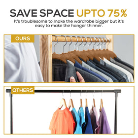 TechZoo bronze-finish velvet hangers for stylish closet organization.