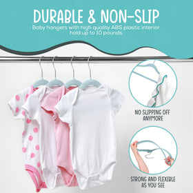 TechZoo durable ABS-core inside blue velvet baby hangers for daily use