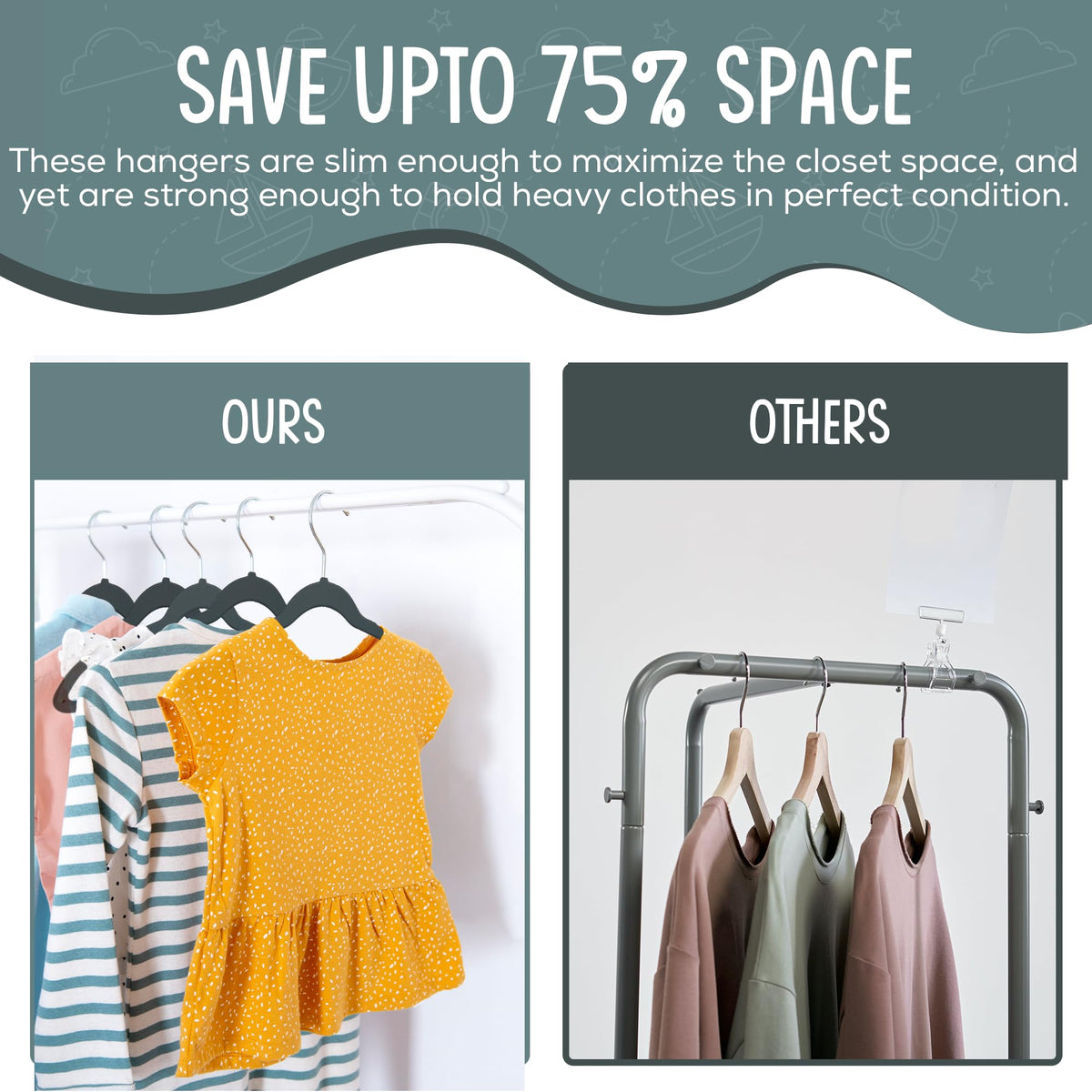 TechZoo durable ABS interior supports up to 7 pounds per hanger