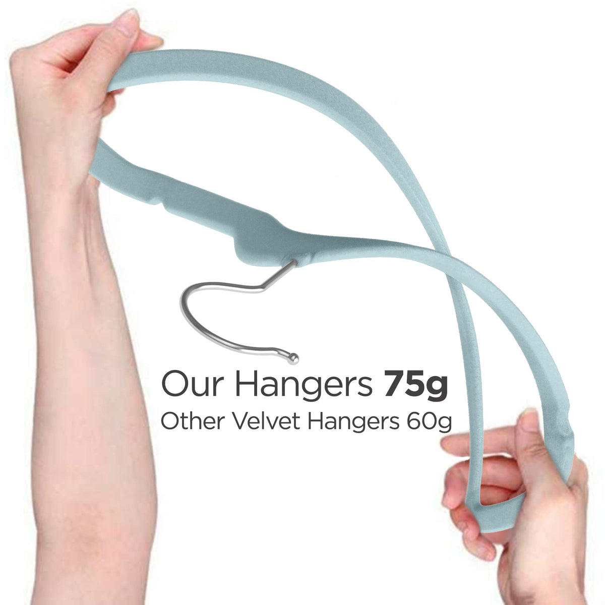 TechZoo gift-ready blue velvet hangers in a 50-pack for nursery setups