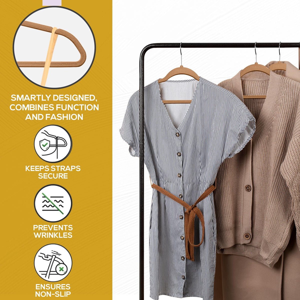TechZoo heavy-duty velvet hangers hold up to 10 lbs each.