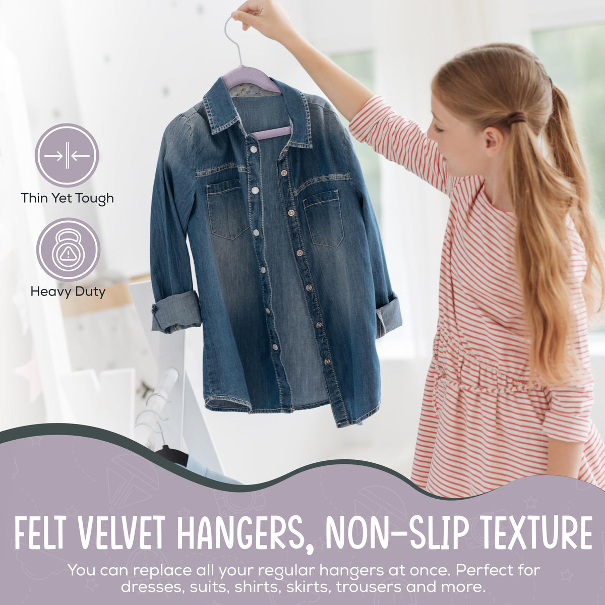 TechZoo 360-degree swivel hook keeps kid clothes organized and easy to hang.