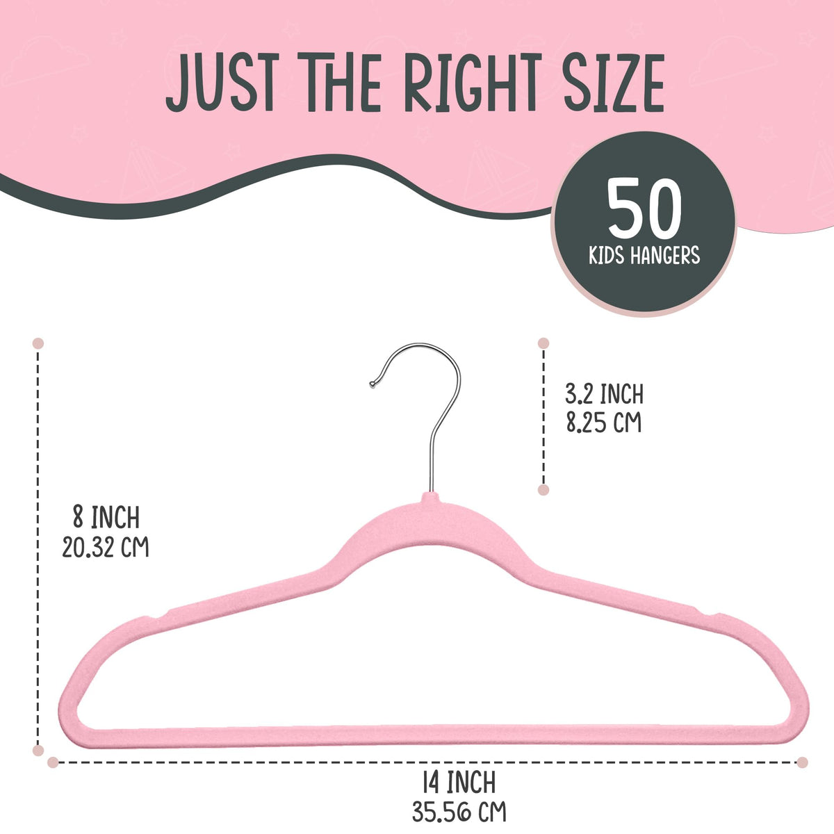 TechZoo velvet hangers for kids in pink design maintain delicate fabrics with a soft touch.