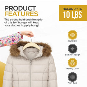 Non-slip velvet grips keep dresses and tops secure on TechZoo hangers.