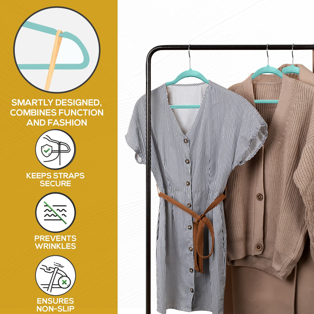 TechZoo notched shoulders support tanks and delicate tops without snagging.