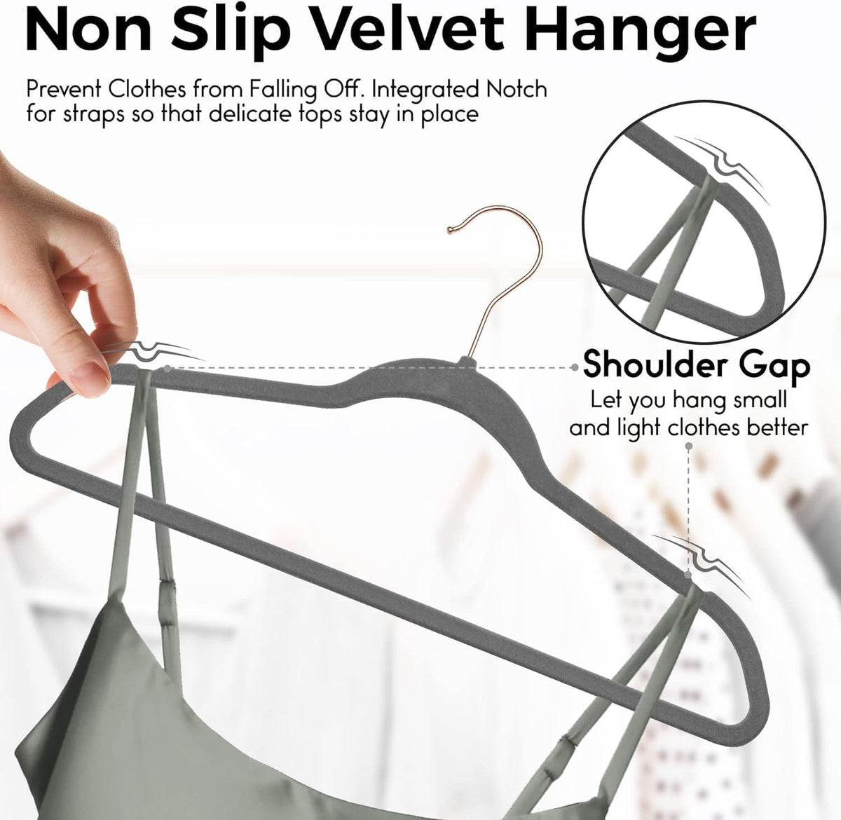 TechZoo velvet hangers gift-ready set for closet organization.
