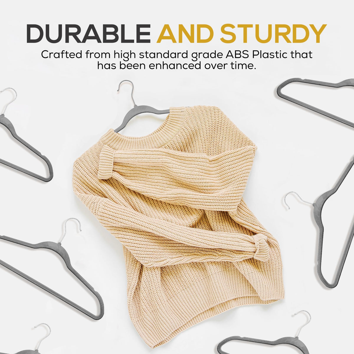 TechZoo non-slip velvet hangers grip fabrics securely to prevent slipping.
