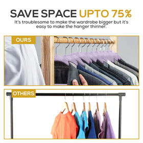 Durable velvet finish on TechZoo hangers resists shedding over time.