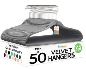 TechZoo premium velvet hanger space-saving design improves closet organization.