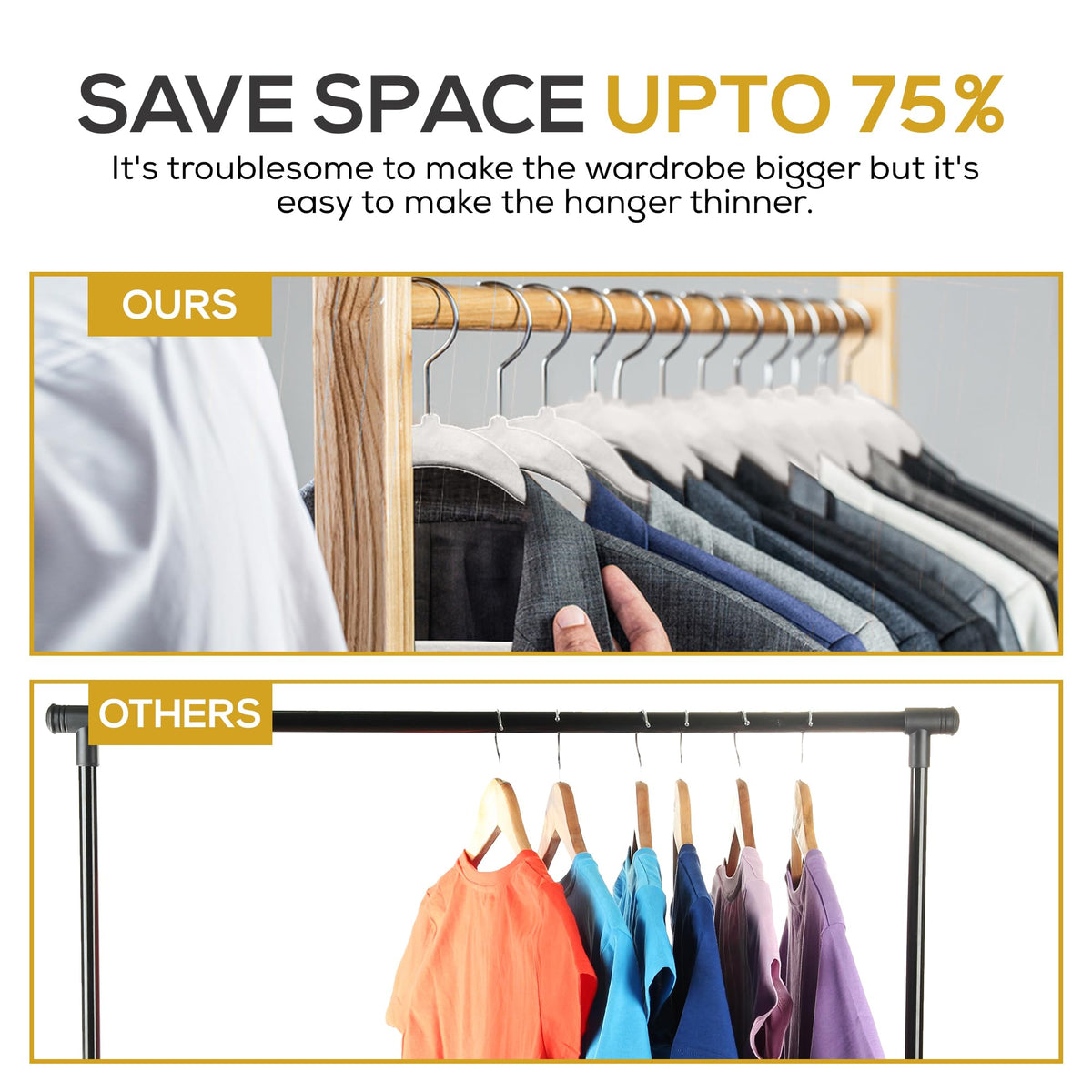 TechZoo Velvet Hangers stackable design helps maximize closet organization