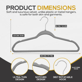 TechZoo Velvet Hangers with 360-degree swivel hook for easy access.