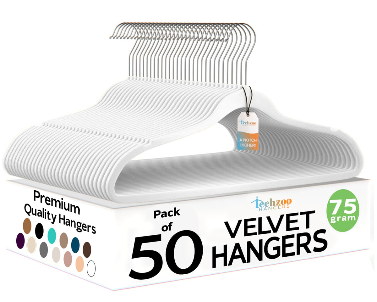 TechZoo Premium Velvet Hangers ultra-thin 1/4 inch save space and protect garments