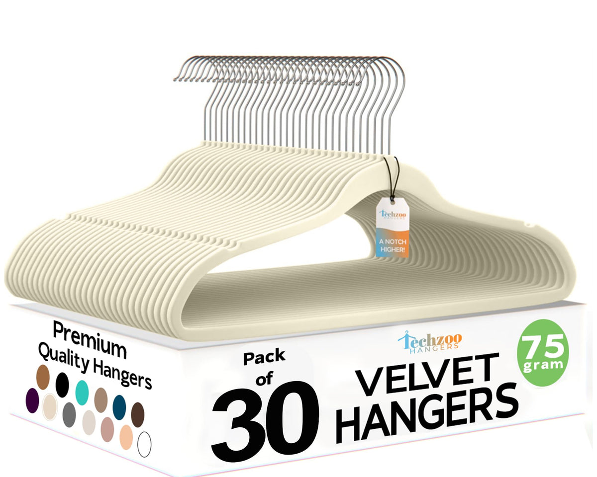 TechZoo Premium Velvet Hangers ultra-thin design saves closet space.