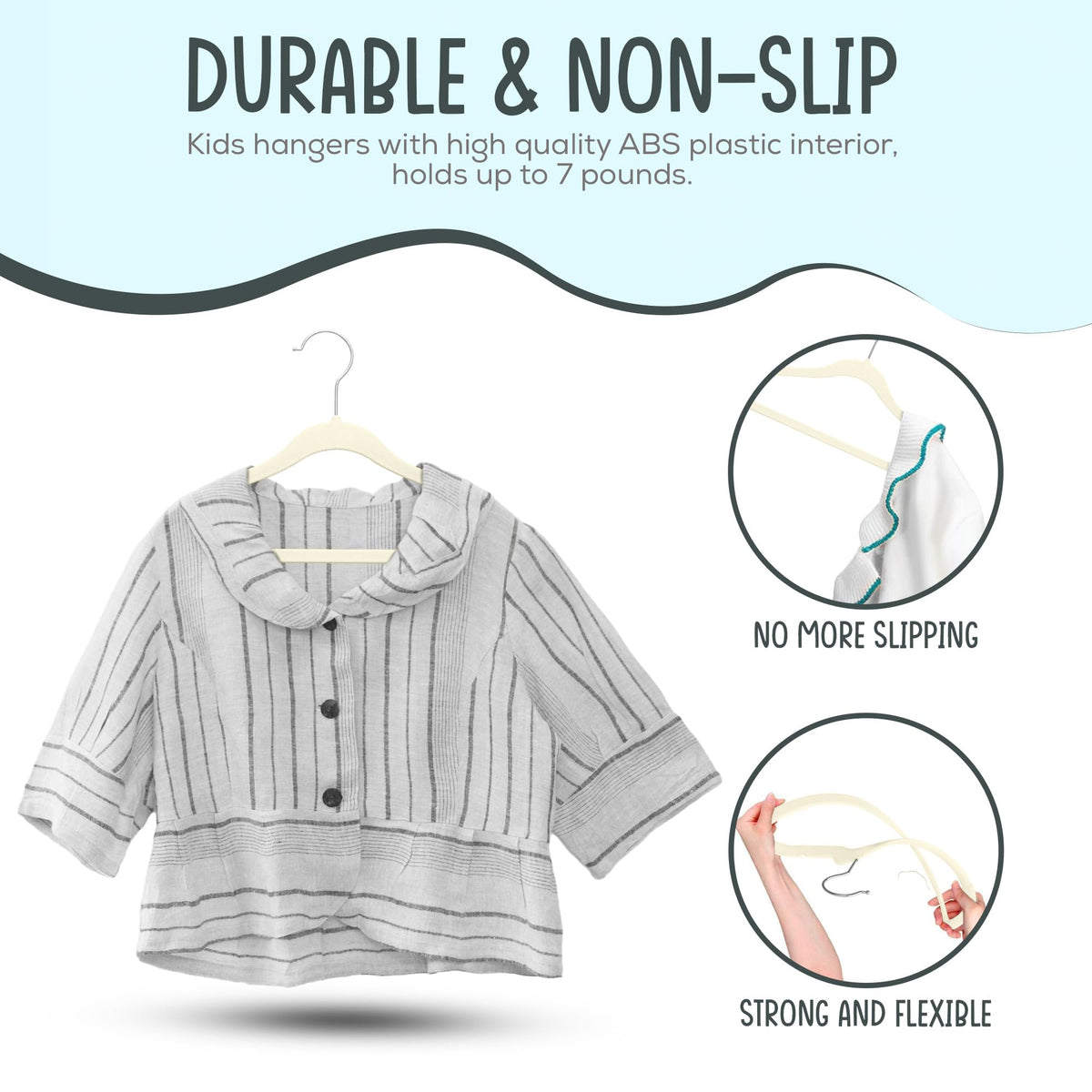 TechZoo strong ABS interior supports heavier kid garments without sag