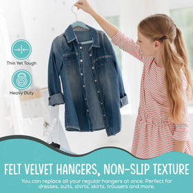 TechZoo ultra-slim 14-inch kids hangers save closet space.