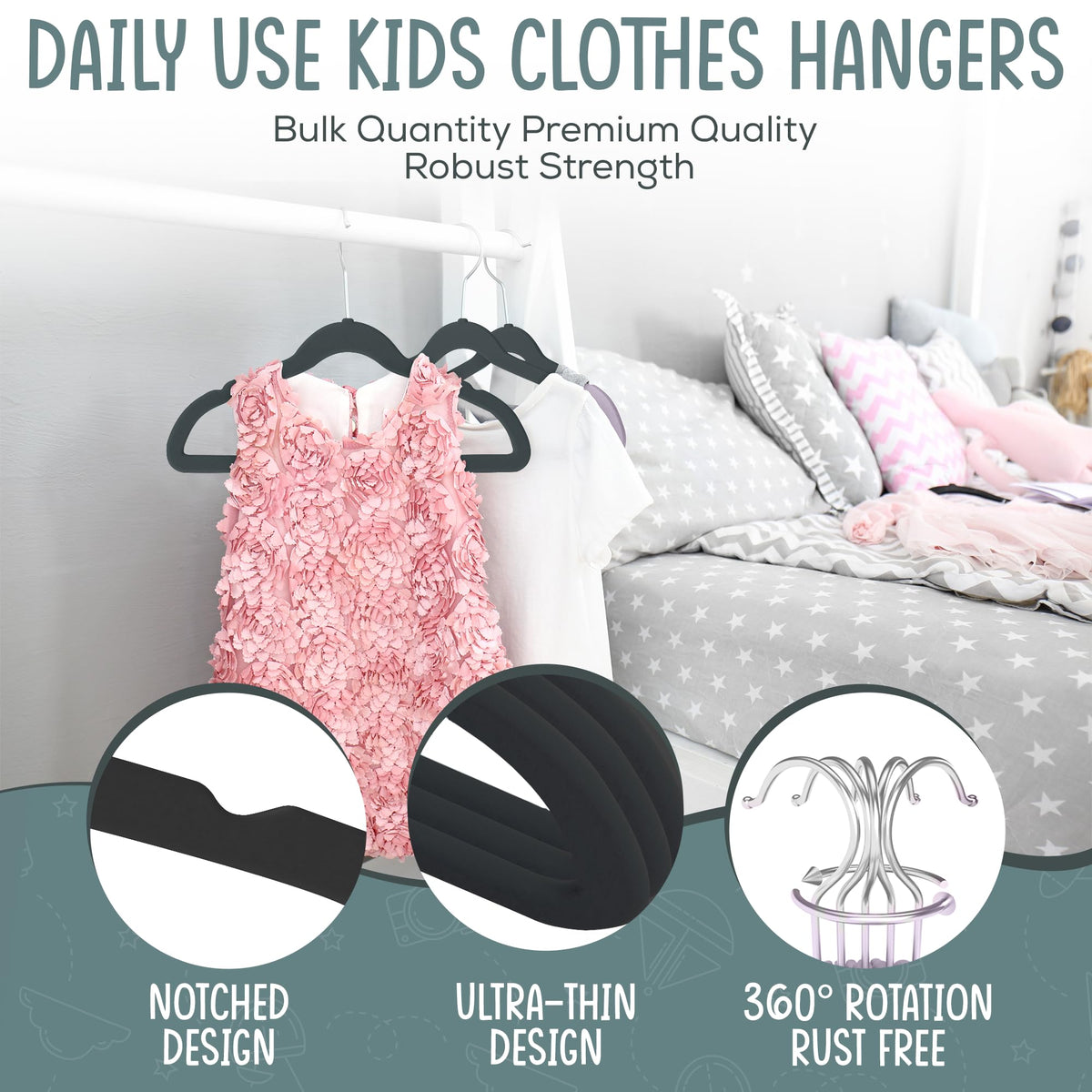 TechZoo ultra slim profile maximizes closet space for kids