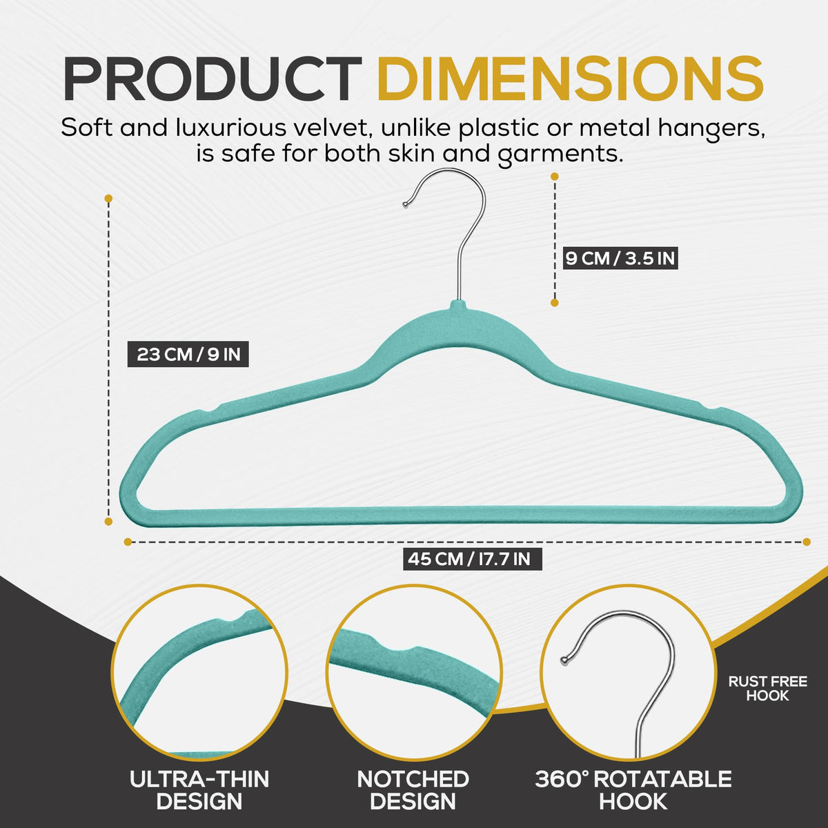 TechZoo ultra-thin hangers highlight a slim profile for maximizing closet space.