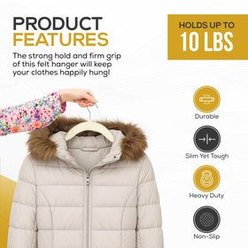 Notched shoulders on TechZoo velvet hangers prevent slipping on delicate tops