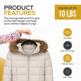 TechZoo velvet hangers with 360-degree hook for easy access and sorting.