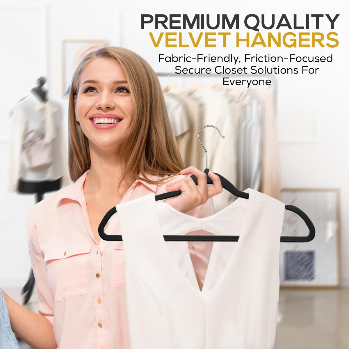 TechZoo velvet hangers feature notches for dresses and tank tops.