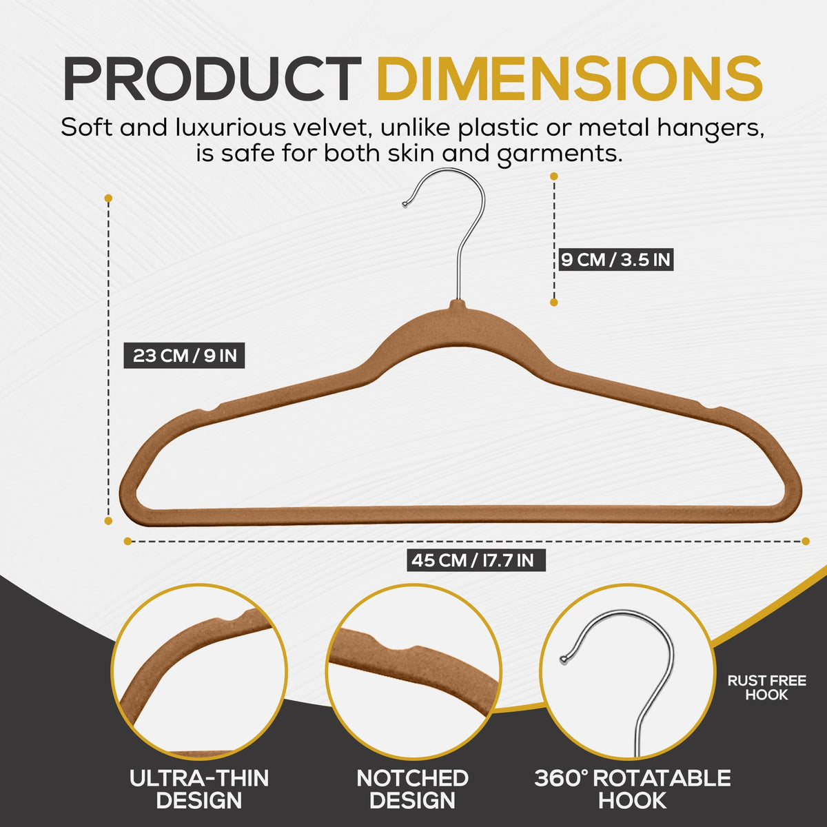 TechZoo velvet hangers non-slip grip keep garments secure.