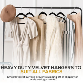 TechZoo velvet hangers with soft velvet finish prevents fabric shedding.