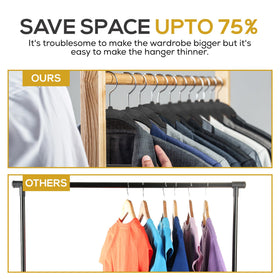 TechZoo space-saving velvet hangers organize a crowded closet efficiently.