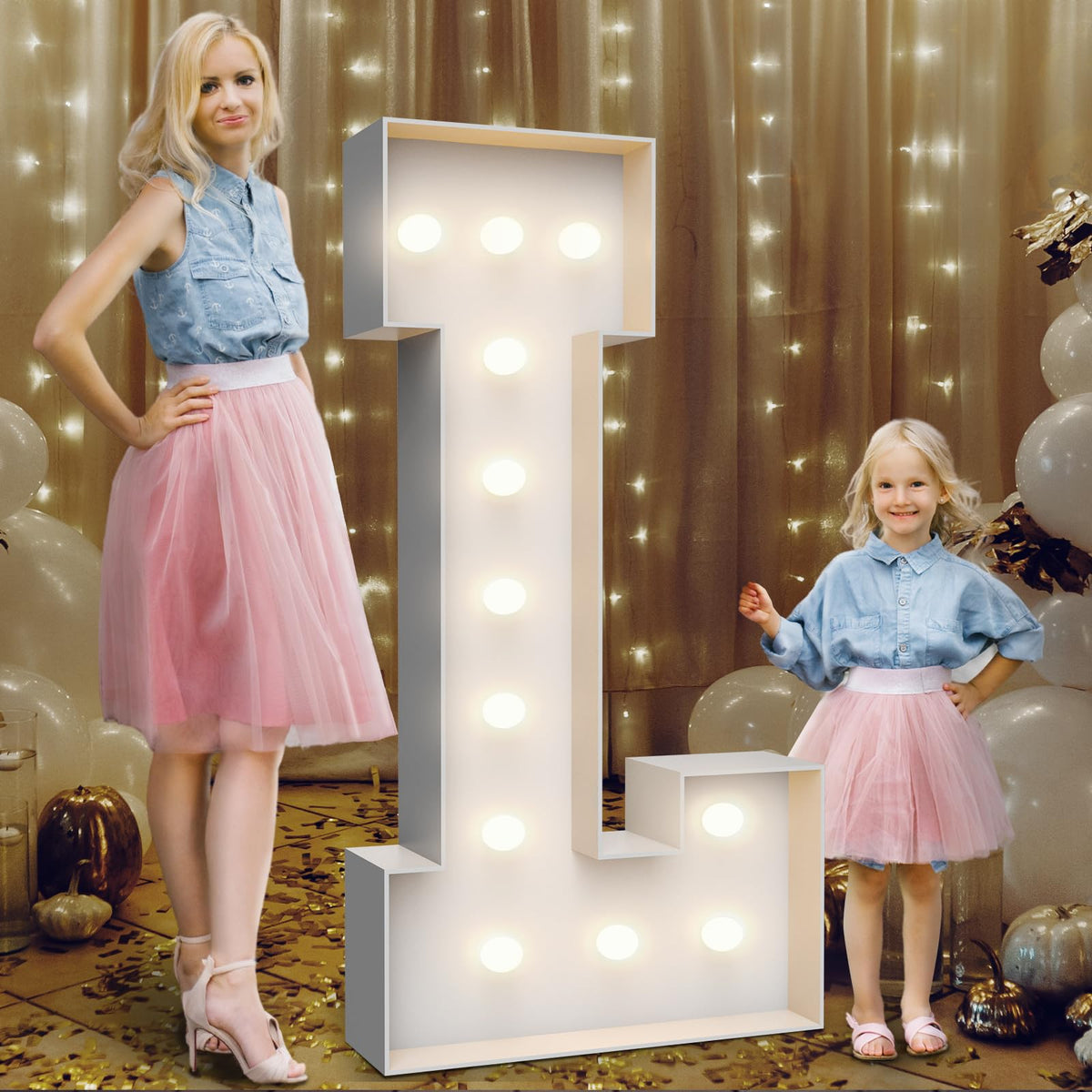 Teebloom 4ft L marquee letter with backstand for outdoor stability.